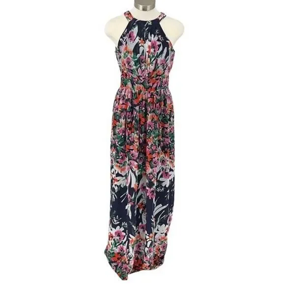 Eliza J Women's Navy Floral Printed Halter Maxi Dress Size 2 - www.disolcolor.com Eliza J Women's Navy Floral Printed Halter Maxi Dress Size 2 - www.disolcolor.com